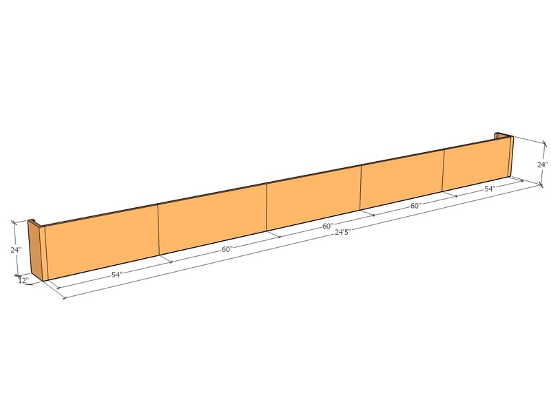 [CorRetKit293-24-ntc] Retaining wall straight 24'5" long x 24"T