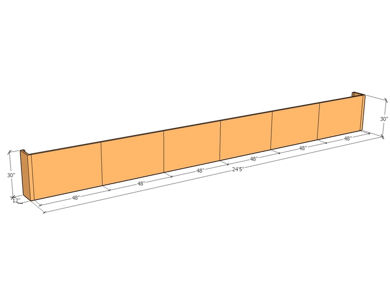 [CorRetKit293-30-ntc] Retaining wall straight 24'5" long x 30"T
