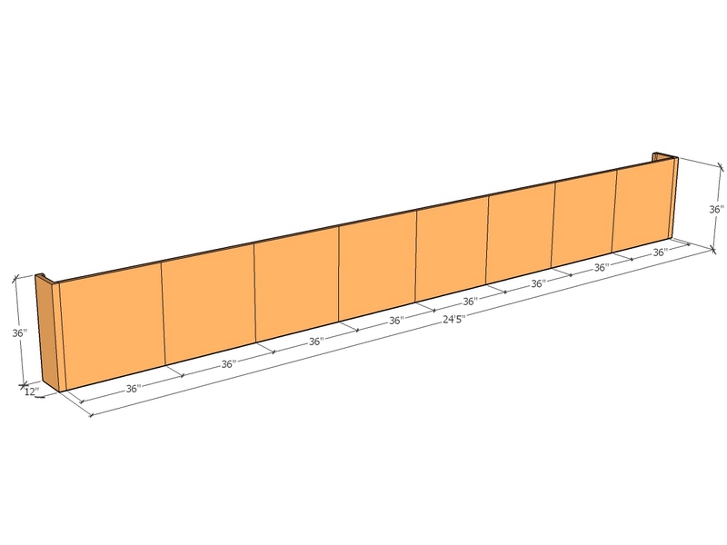 [CorRetKit293-36-ntc] Retaining wall straight 24'5" long x 36"T