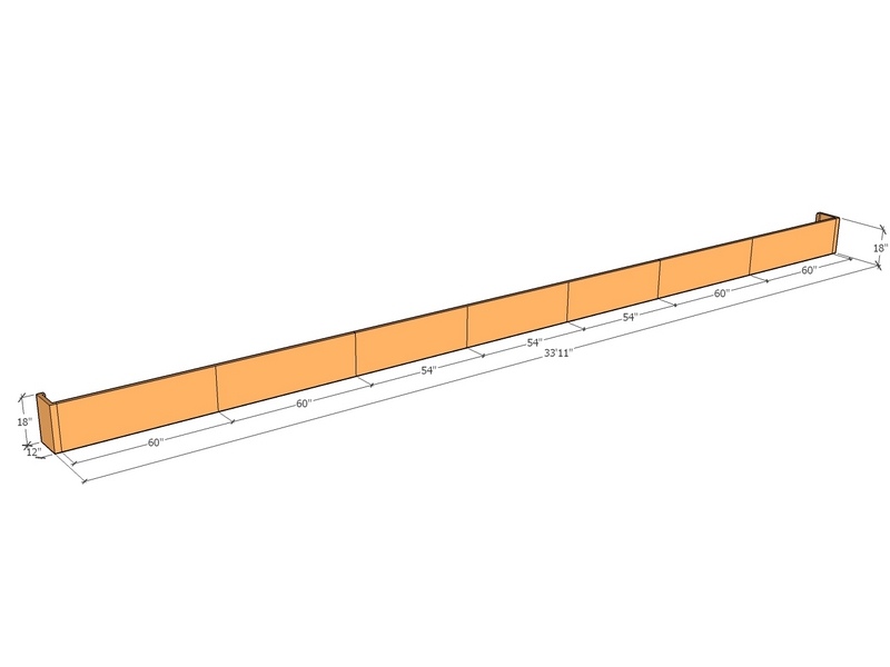 [CorRetKit407-18-ntc] Retaining wall straight 33'11" long x 18"T