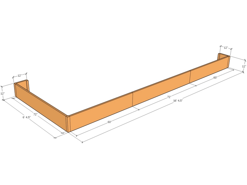 [CorRetKitL-Ext-S-196.5-76.5-12-ntc] Retaining wall L-external 16'4.5" x 6'4.5" long x 12"T