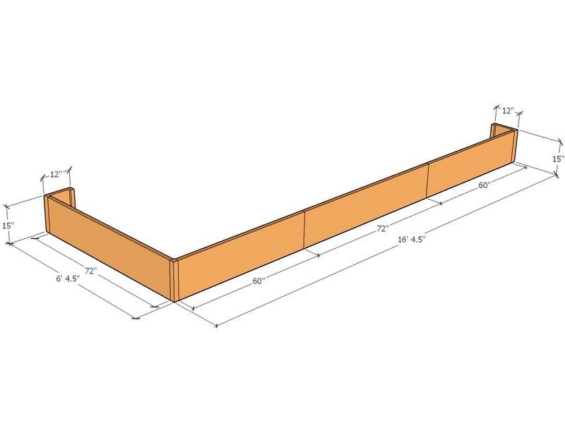 [CorRetKitL-Ext-S-196.5-76.5-15-ntc] Retaining wall L-external 16'4.5" x 6'4.5" long x 15"T