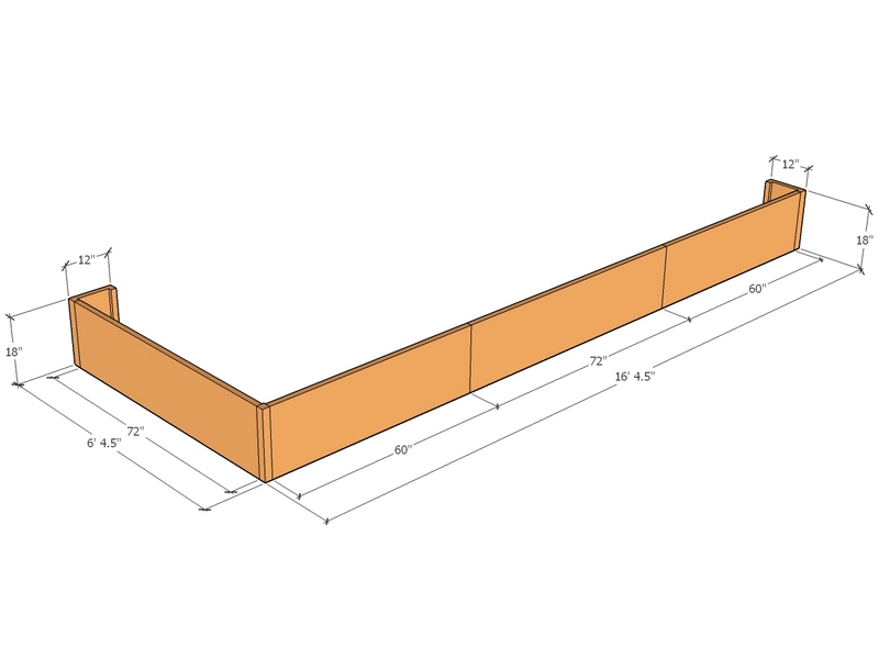 [CorRetKitL-Ext-S-196.5-76.5-18-ntc] Retaining wall L-external 16'4.5" x 6'4.5" long x 18"T