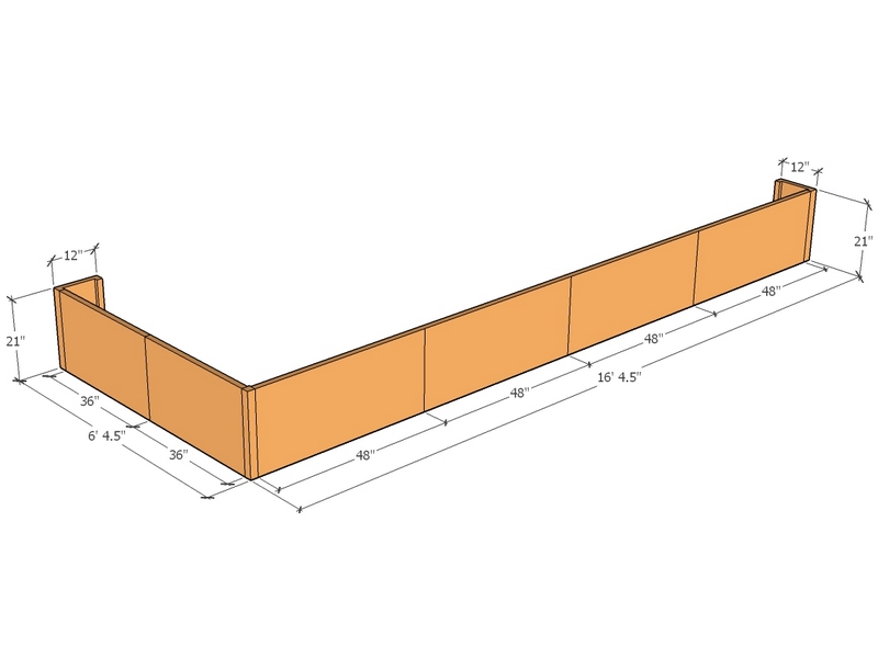 [CorRetKitL-Ext-S-196.5-76.5-21-ntc] Retaining wall L-external 16'4.5" x 6'4.5" long x 21"T