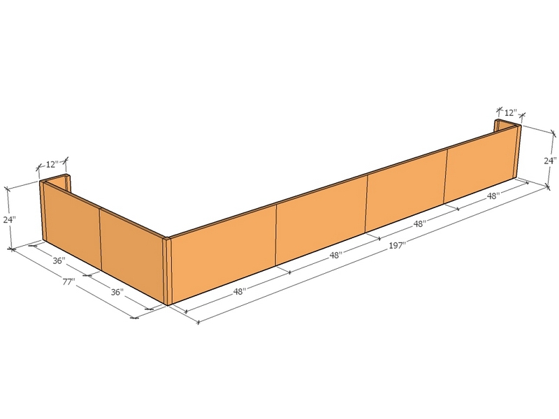 [CorRetKitL-Ext-S-196.5-76.5-24-ntc] Retaining wall L-external 16'4.5" x 6'4.5" long x 24"T