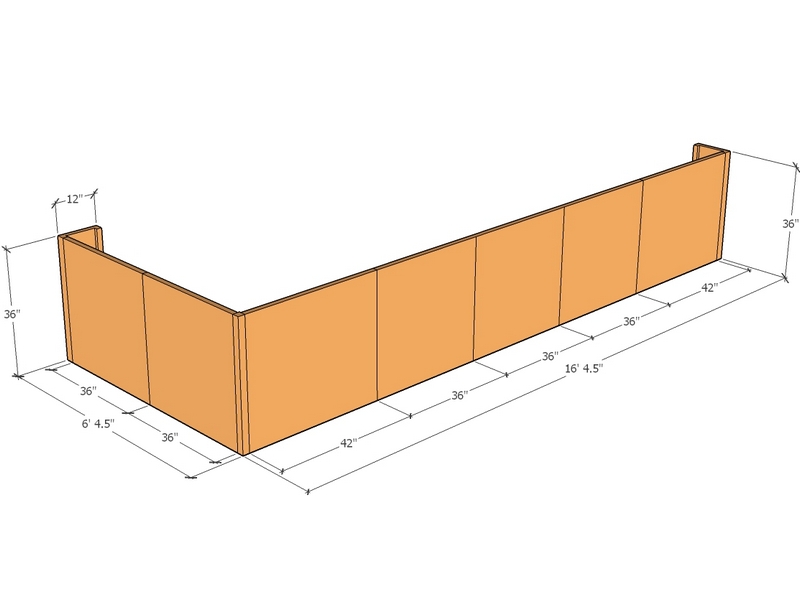 [CorRetKitL-Ext-S-196.5-76.5-36-ntc] Retaining wall L-external 16'4.5" x 6'4.5" long x 36"T