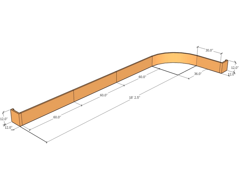 [CorRetKitL-Int-C-215-68-12-ntc] Retaining Wall curved return 18' 2.5" x 5' 8.5" long x 12" T