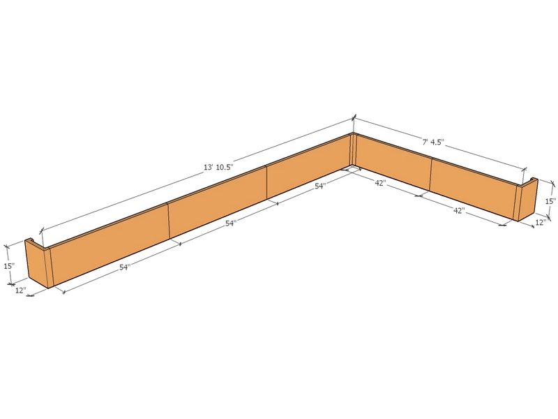 [CorRetKitL-Int-S-166.5-88.5-15-ntc] Retaining wall L-internal 13' 10.5" x 7'4.5" long x 15"T