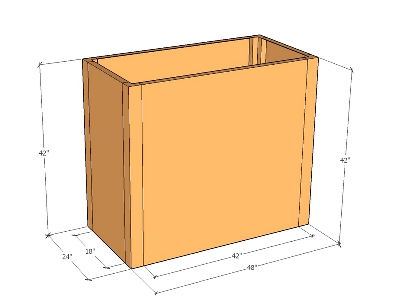 [CorPlaRec48-24-42] Rectangular planter kit 48" x 24" x 42"T