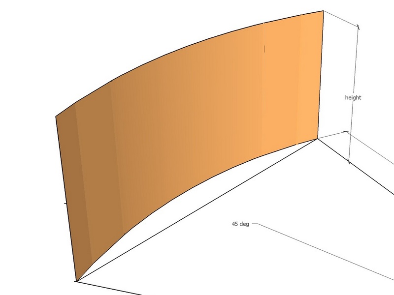 Corten eighth R18" x 12" tall Arc = 14.1"