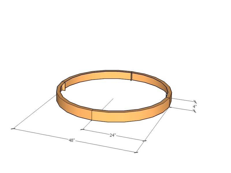Circular planter kit 24" rad x 4" tall