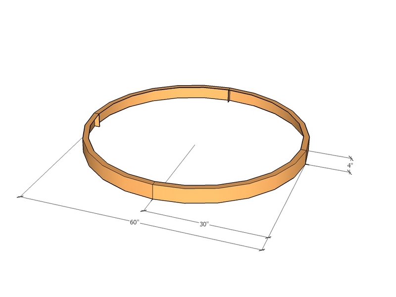 Circular planter kit 30" rad x 4" tall