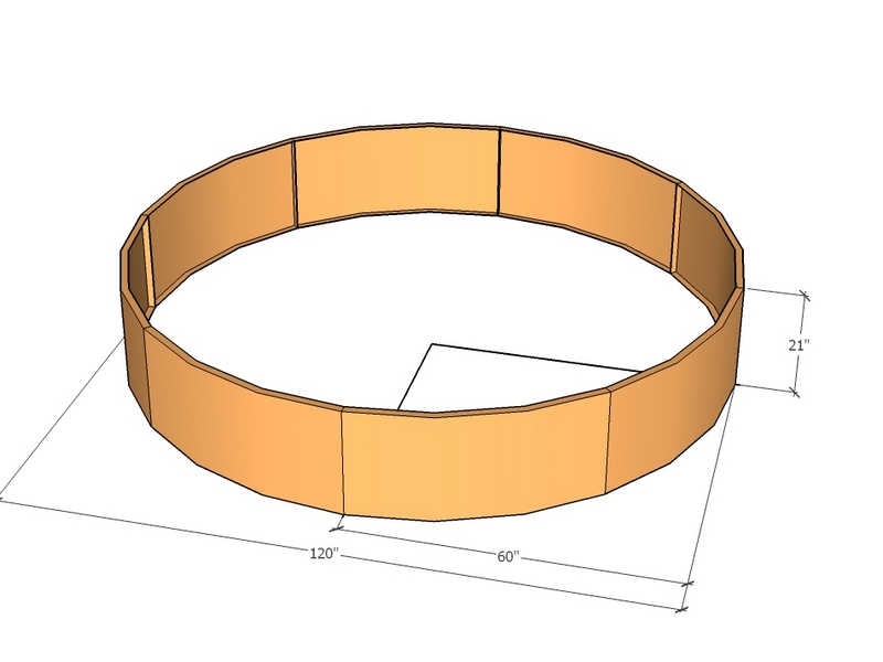 Circular planter kit 60" rad x 21" tall