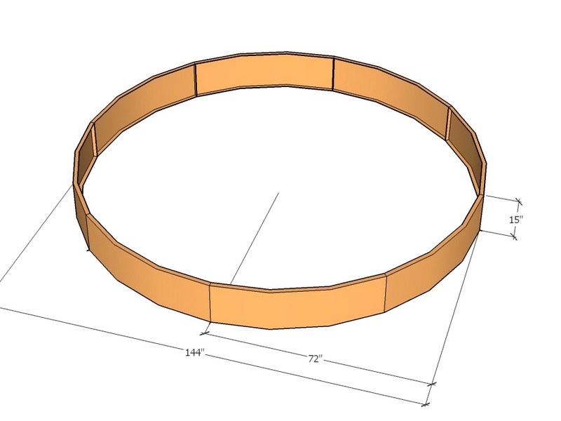 Circular planter kit 72" rad x 15" tall