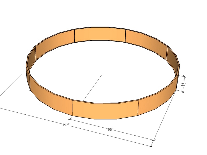 Circular planter kit 96" rad x 21" tall