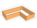 L-shaped planter kit 5'8" x 4'8" x 28" x 12"T