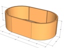 Oblong planter 5'0"L x 18" rad x 18" Tall