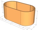 Oblong planter 6'0"L x 18" rad x 30" Tall