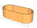 Oblong planter 7'0"L x 18" rad x 24" Tall