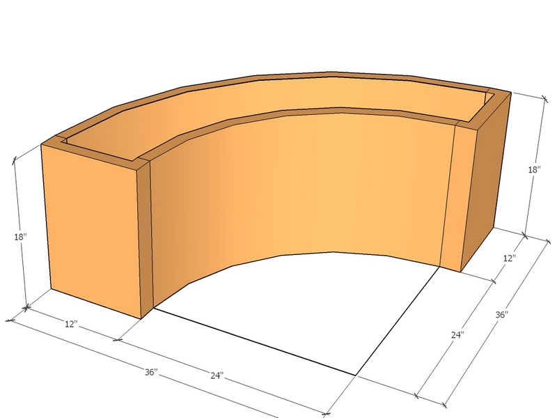Quarter planter 24"-36" radius x 18"T