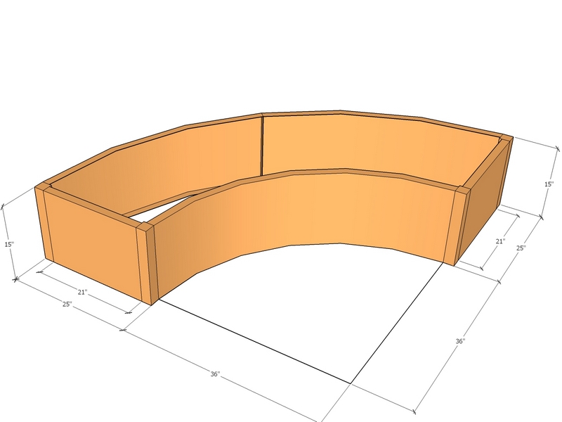 Quarter planter 36"-61" radius x 15T