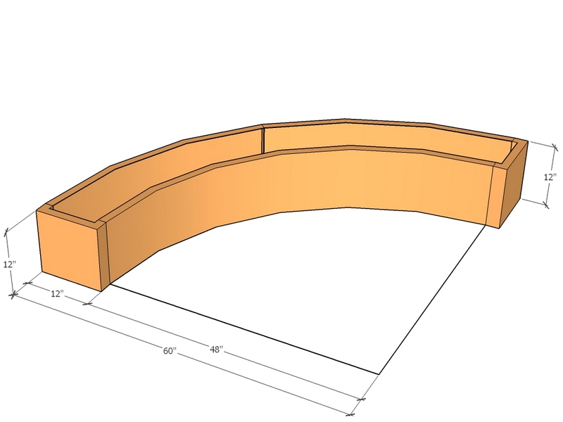 Quarter planter 48"-60" radius x 12T