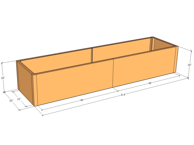 Rectangular planter kit 8'4" x 25" x 18"T