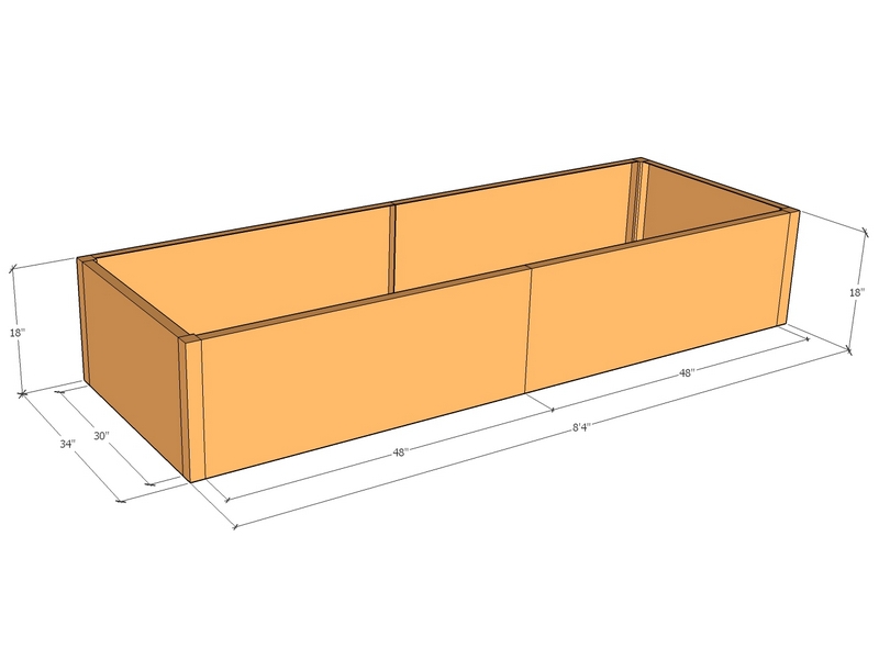 Rectangular planter kit 8'4" x 34" x 18"T