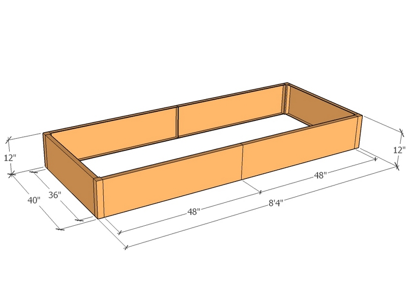Rectangular planter kit 8'4" x 40" x 12"T