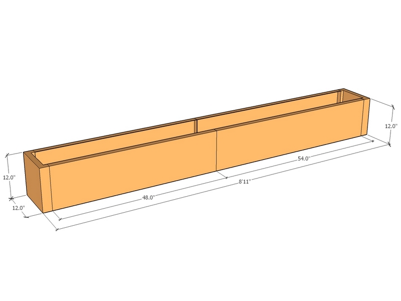 Rectangular planter kit 8'11" x 12" x 12"T