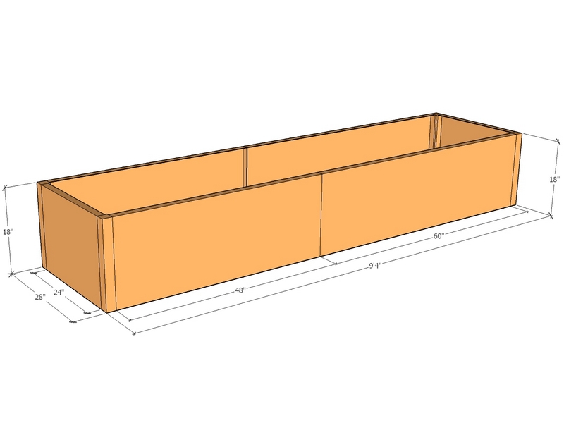 Rectangular planter kit 9'4" x 28" x 18"T