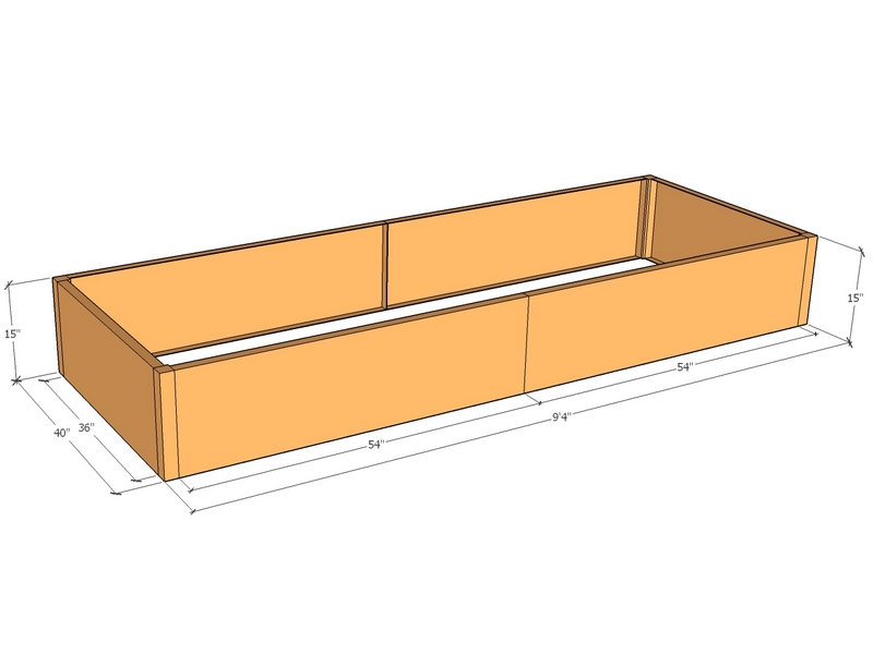 Rectangular planter kit 9'4" x 40" x 15"T