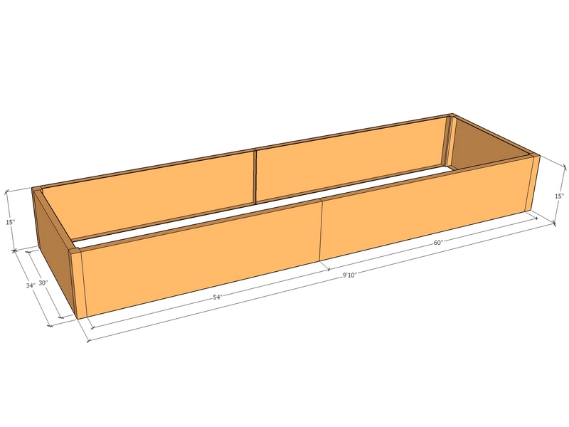 Rectangular planter kit 9'10" x 34" x 15"T