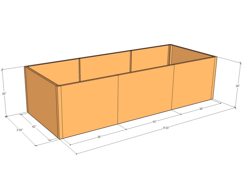 Rectangular planter kit 9'10" x 3'10" x 30"T