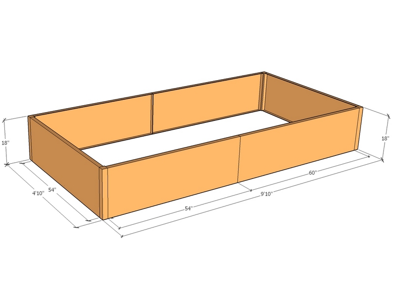 Rectangular planter kit 9'10" x 4'10" x 18"T