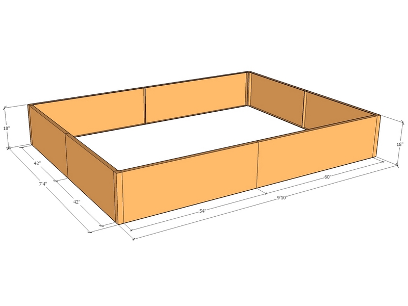 Rectangular planter kit 9'10" x 7'4" x 18"T