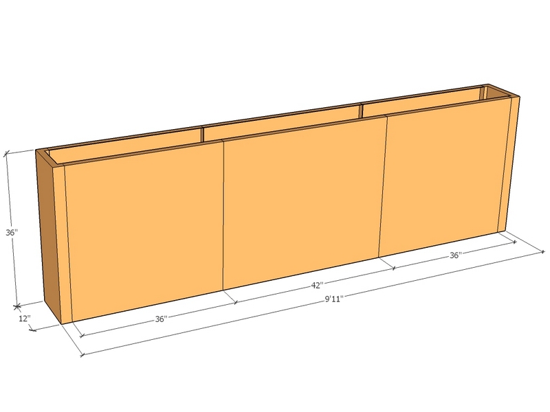 Rectangular planter kit 9'11" x 12" x 36"T