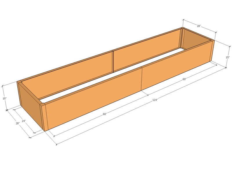 Rectangular planter kit 10'4" x 28" x 15"T