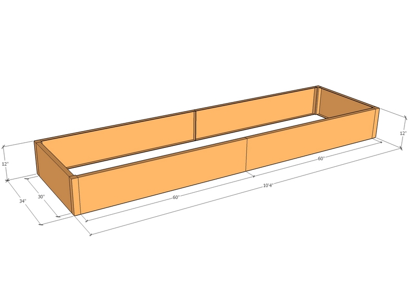 Rectangular planter kit 10'4" x 34" x 12"T