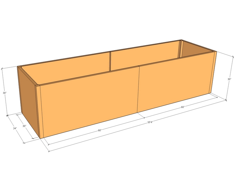 Rectangular planter kit 10'4" x 34" x 30"T