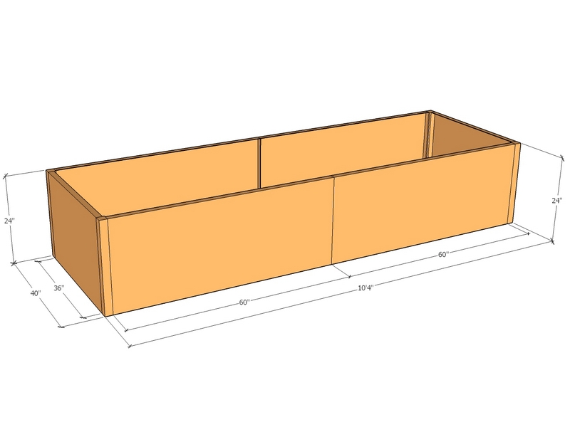 Rectangular planter kit 10'4" x 40" x 24"T
