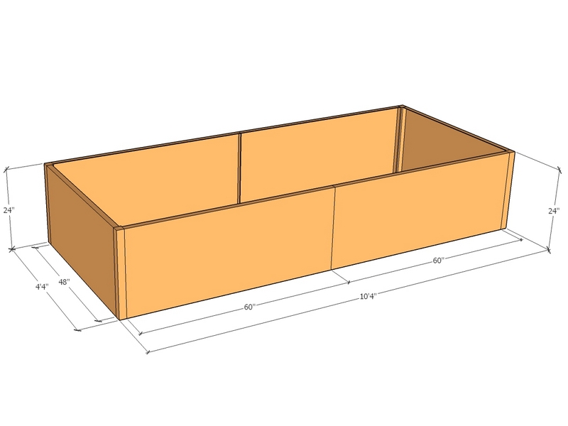 Rectangular planter kit 10'4" x 4'4" x 24"T