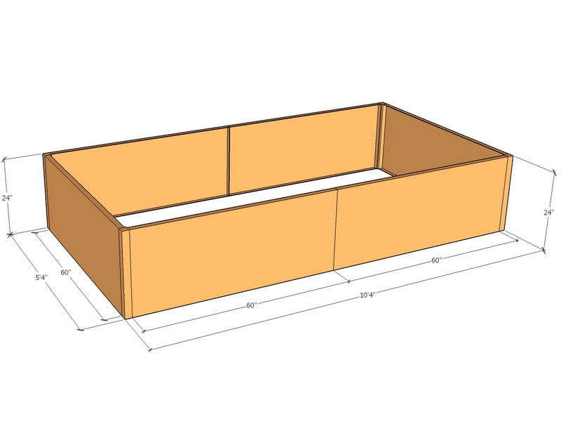 Rectangular planter kit 10'4" x 5'4" x 24"T