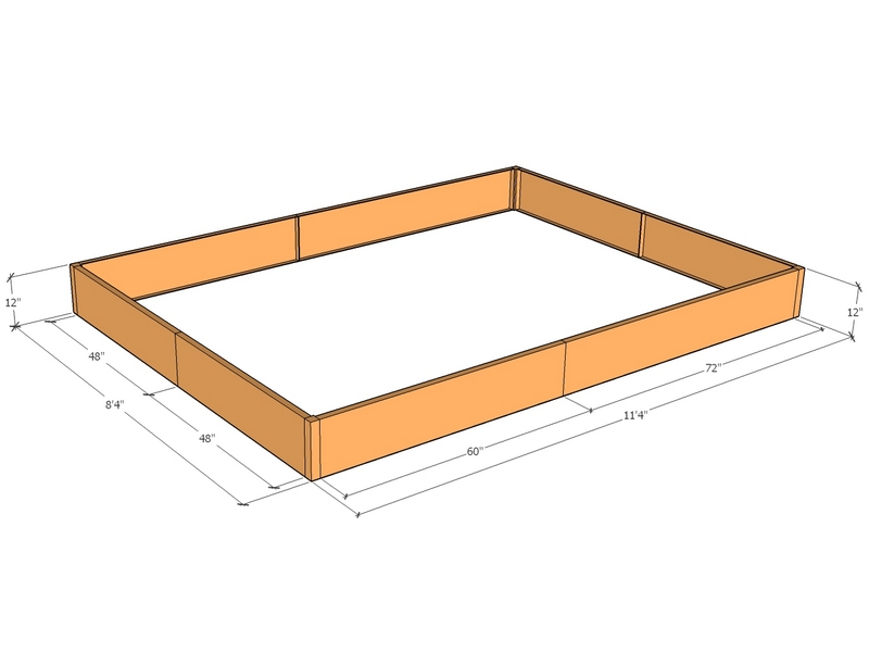 Rectangular planter kit 11'4" x 8'4" x 12"T