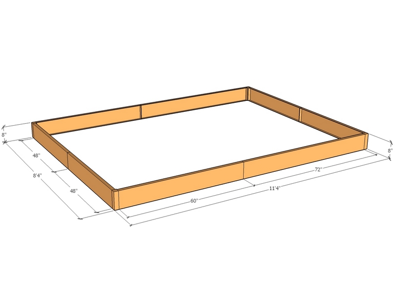 Rectangular planter kit 11'4" x 8'4" x 8"T