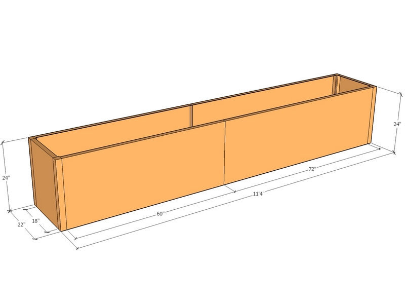 Rectangular planter kit 11'4" x 22" x 24"T