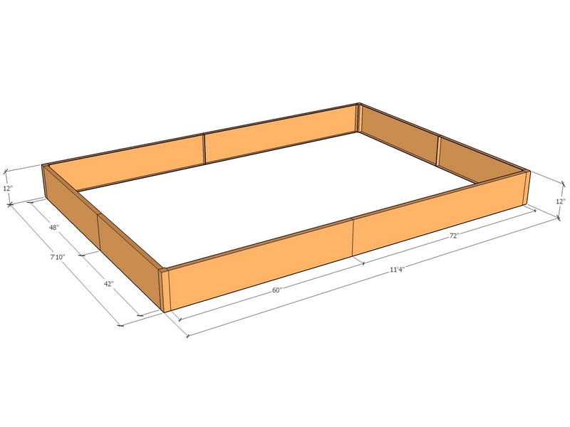 Rectangular planter kit 11'4" x 7'10" x 12"T