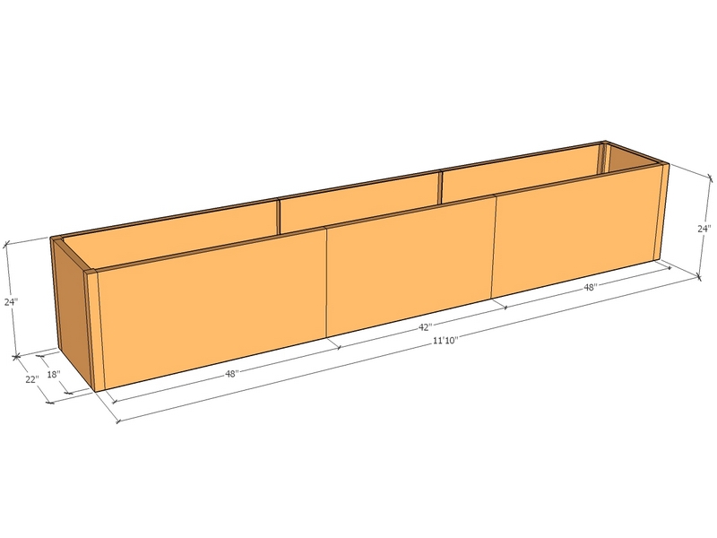 Rectangular planter kit 11'10" x 22" x 24"T