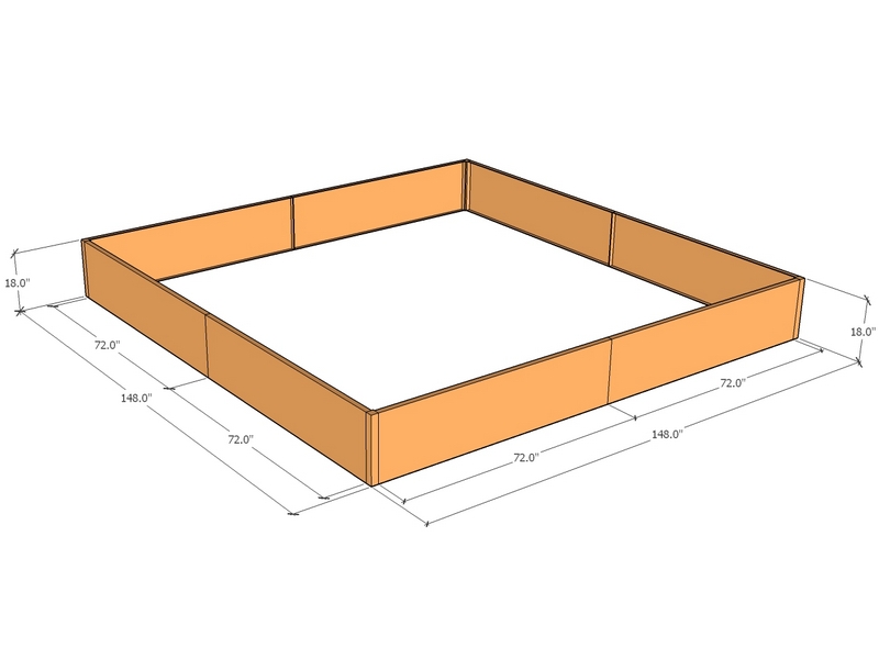 Rectangular planter kit 12'4" x 12'4" x 18"T