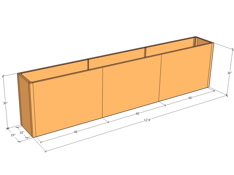 Rectangular planter kit 12'4" x 19" x 36"T